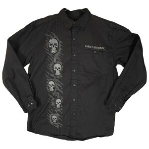 Harley Davidson shirt‎ skull print button down men’s 2XL